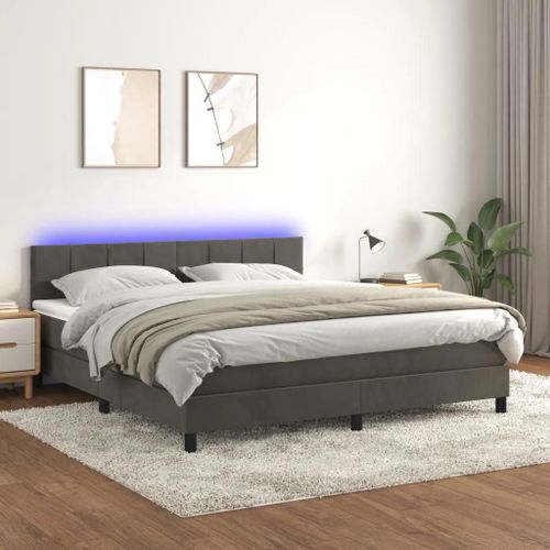 Prolenta Premium - Sommier  Lattes De Lit Avec Matelas Led Gris Fonc 160x200 Cm