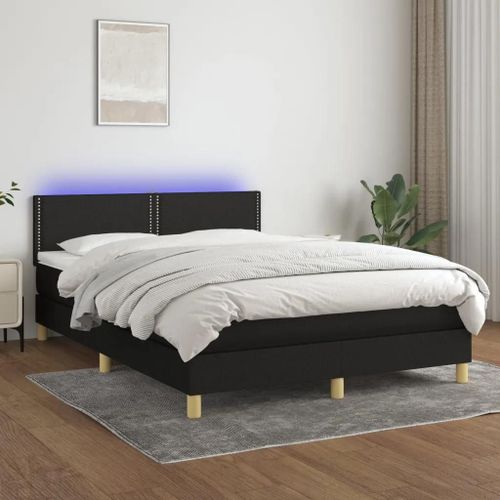 Prolenta Premium - Sommier  Lattes De Lit Avec Matelas Led Noir 140x200 Cm Tissu