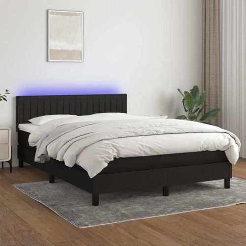 Prolenta Premium - Sommier  Lattes De Lit Avec Matelas Led Noir 140x200 Cm Tissu