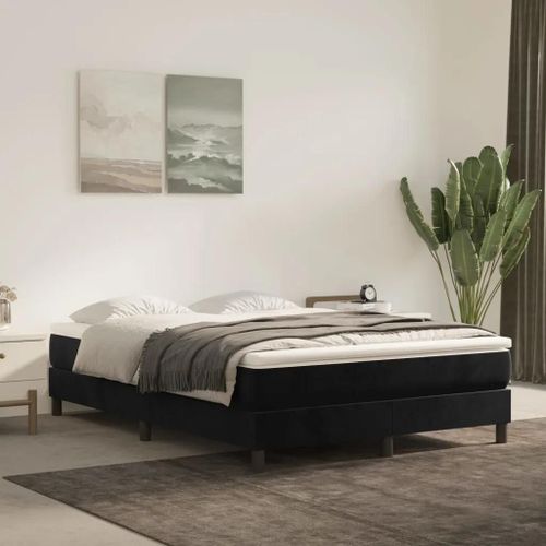 Prolenta Premium - Sommier  Lattes De Lit Avec Matelas Noir 140x200 Cm Velours