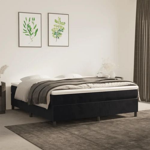 Prolenta Premium - Sommier  Lattes De Lit Avec Matelas Noir 180x200 Cm Velours