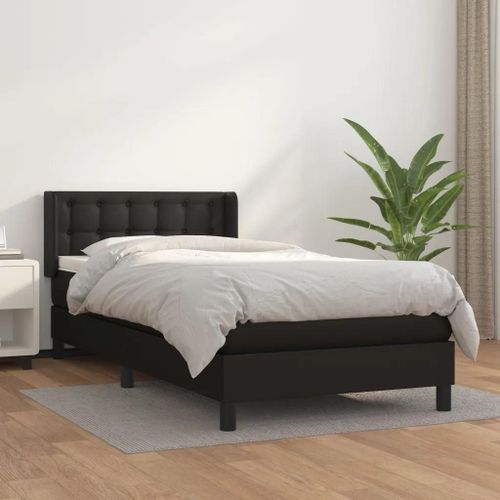 Prolenta Premium - Sommier  Lattes De Lit Avec Matelas Noir 90x190 Cm Similicuir