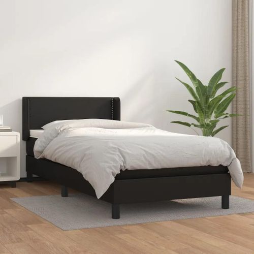 Prolenta Premium - Sommier  Lattes De Lit Avec Matelas Noir 90x190 Cm Similicuir