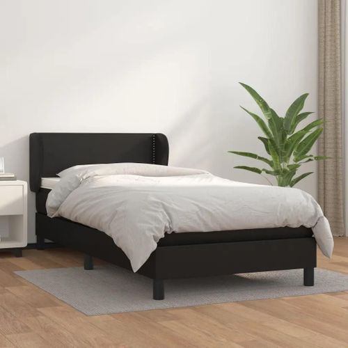 Prolenta Premium - Sommier  Lattes De Lit Avec Matelas Noir 90x190 Cm Similicuir