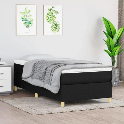 Prolenta Premium - Sommier  Lattes De Lit Avec Matelas Noir 90x190 Cm Tissu