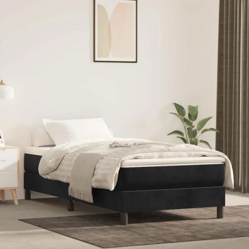 Prolenta Premium - Sommier  Lattes De Lit Avec Matelas Noir 90x190 Cm Velours
