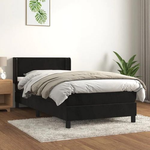 Prolenta Premium - Sommier  Lattes De Lit Avec Matelas Noir 90x190 Cm Velours