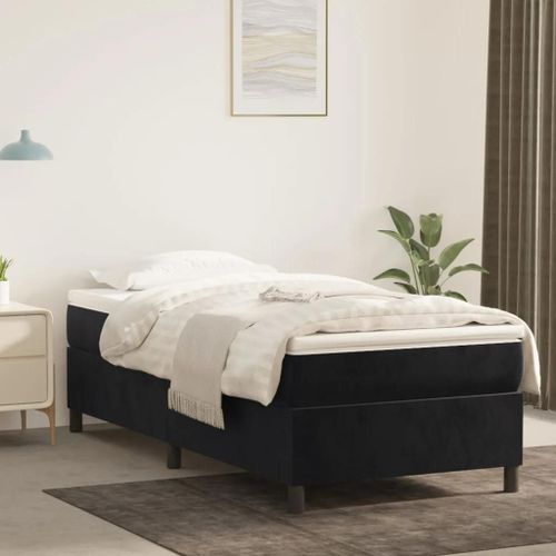Prolenta Premium - Sommier  Lattes De Lit Avec Matelas Noir 90x190 Cm Velours