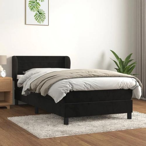 Prolenta Premium - Sommier  Lattes De Lit Avec Matelas Noir 90x200 Cm Velours