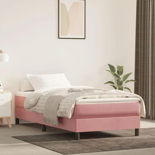 Prolenta Premium - Sommier  Lattes De Lit Avec Matelas Rose 90x200 Cm Velours