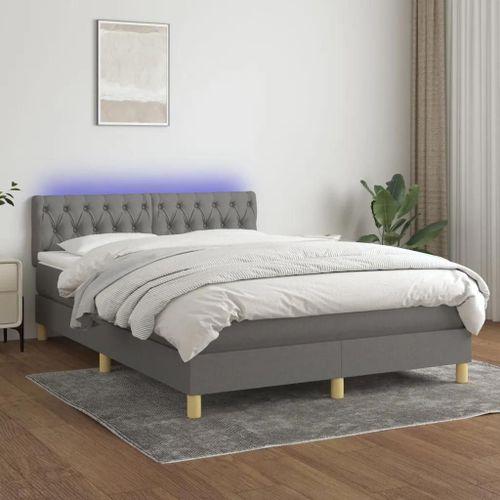 Prolenta Premium - Sommier  Lattes De Lit Et Matelas Et Led Gris Fonc 140x200 Cm