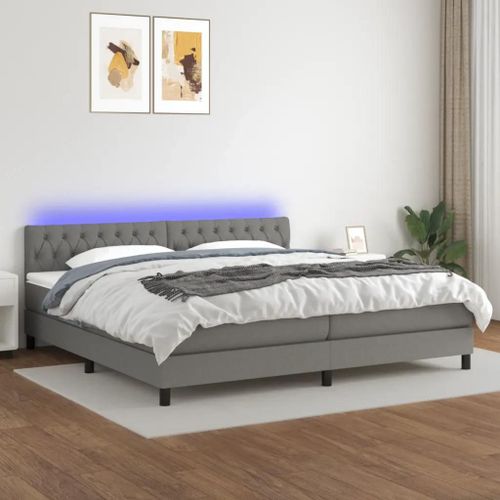 Prolenta Premium - Sommier  Lattes De Lit Et Matelas Et Led Gris Fonc 200x200 Cm