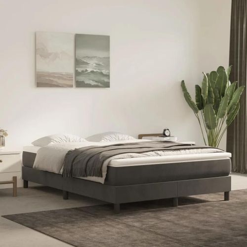 Prolenta Premium - Sommier  Lattes De Lit Et Matelas Gris Fonc 140x200cm Velours