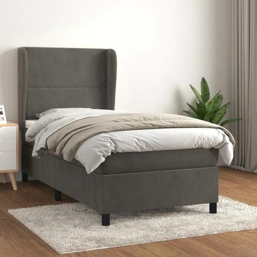 Prolenta Premium - Sommier  Lattes De Lit Et Matelas Gris Fonc 90x200 Cm Velours
