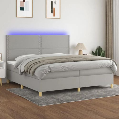 Prolenta Premium - Sommier  Lattes De Lit Matelas Et Led Gris Clair 200x200 Cm