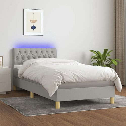 Prolenta Premium - Sommier  Lattes De Lit Matelas Led Gris Clair 100x200 Cm Tissu