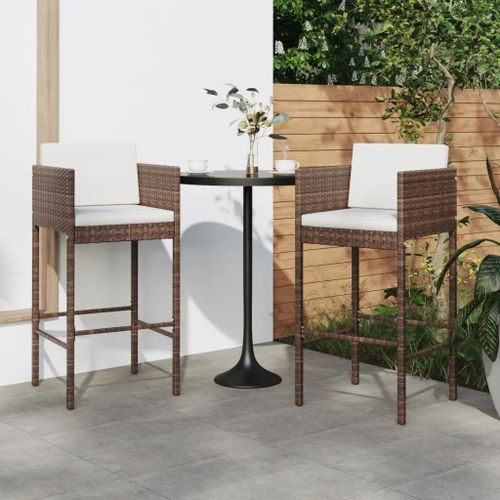 Prolenta Premium - Tabourets De Bar Lot De 2 Avec Coussins Marron Rsine Tresse