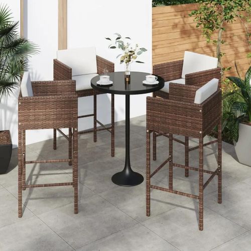 Prolenta Premium - Tabourets De Bar Lot De 4 Avec Coussins Marron Rsine Tresse
