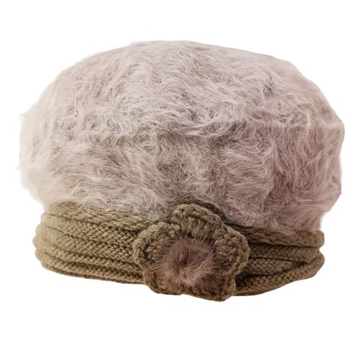 Promotion ! Bonnet Angora 'clothilde' Taupe - Taille Unique (Fleur)