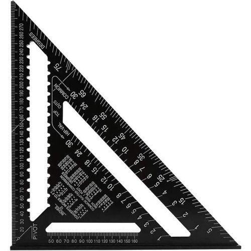 Promotion Equerre Triangle Metrique Professionnel, 30cm/300mm Equerre De Charpentier Haute Precision, Regle D'angle Menuiserie En Alliage D'aluminium Outil De Mesure Bois Speed Square Noir Goodnice