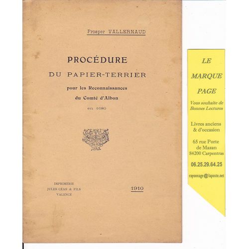 Prosper Vallernaud --- Procdure Du Papier Terrier Pour Les Reconnaissances Du Comt D Albon En 1880 --- Drome   