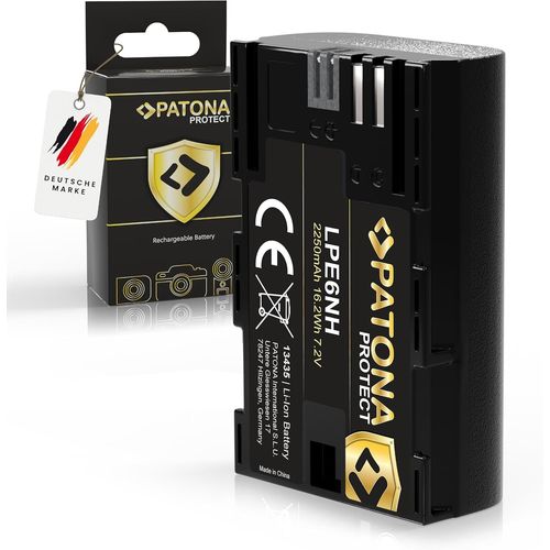Protect V1 Batterie LP-E6NH NTC 2250mAh Compatible avec Canon LP-E6N LP-E6 EOS R7 R6II R5 7D 6D 5D Mark II III IV 60D 70D 80D 90D