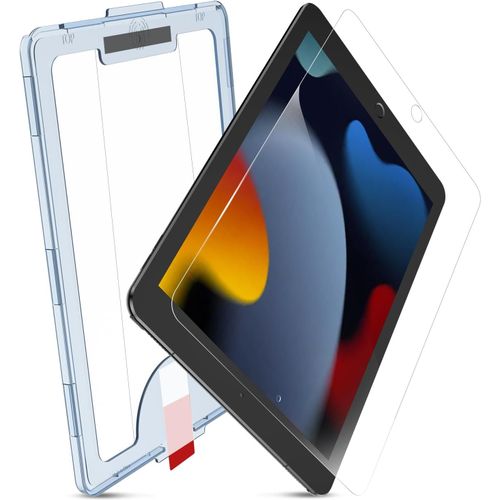 Protecteur D'cran En Verre Tremp Compatible Avec Ipad 9e / 8e / 7e Gnration 10.2 Pouces (2021/2020 / 2019), Hd Transparent, Rsistant Aux Rayures, Coque De Compatibilit, Ez Kit