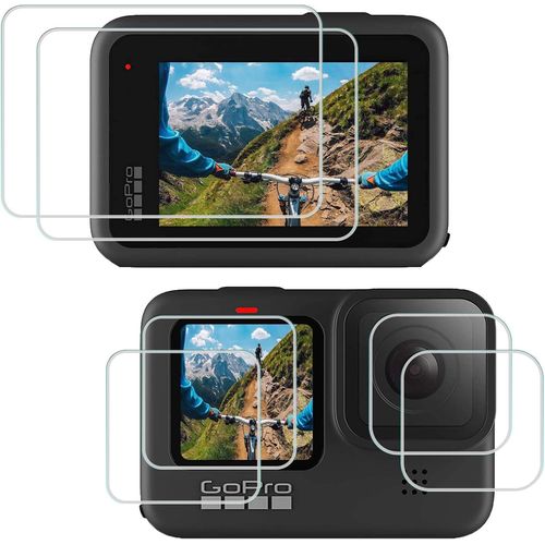 Protecteur d'cran pour GoPro Hero 12 11 10 9, Protecteur d'cran en verre tremp + Protecteur d'objectif en verre tremp + Protecteur d'objectif d'affichage avant HD Duret 9H [2 ensembles]