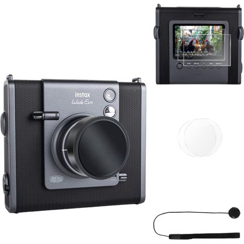 Protection d'cran et bouchon d'objectif pour appareil photo hybride Fujifilm Instax Wide EVO,bouchon en aluminium Wide Evo,protecteur d'cran LCD tremp de 0,25 mm et kit d'accessoires de.[I63]