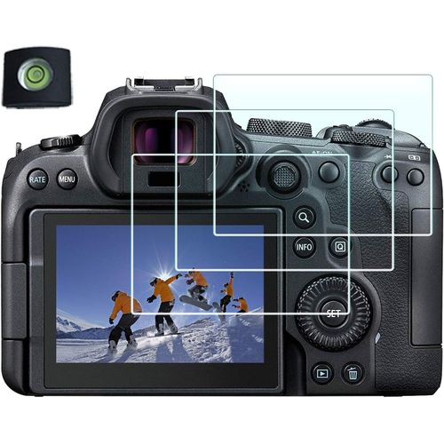 Protection d'cran pour appareil photo Canon EOS R7 R6 (ne convient pas au r6 markII) avec cache griffe en verre tremp 0,3 mm haute dfinition duret 9H [Lot de 3]