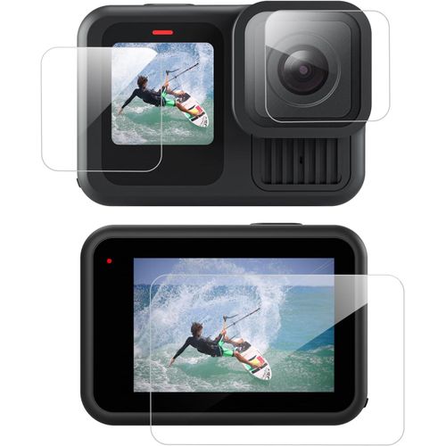Protection d'cran pour Go Pro Hero 13 avec protection de l'appareil photo, verre tremp duret 9H pour cran tactile, objectif et cran avant, HD transparent, rsistant aux rayures,