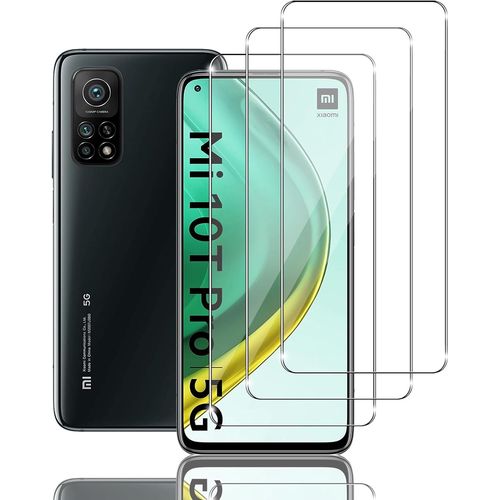 Protection cran Verre Tremp pour Xiaomi Mi 10T Pro 5G - 3 Pices, 9H Duret Anti-Rayures, Ultra-Fin 0.26mm HD, Surface Anti-Empreintes Autoadhsif