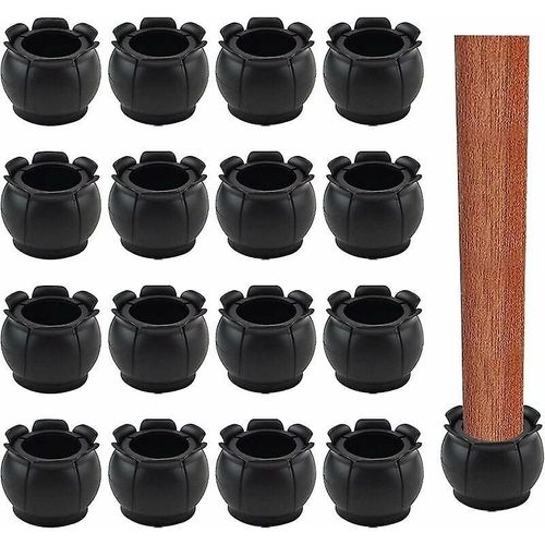 Protections De Sol Rondes Antidrapantes En Caoutchouc Pour Pieds De Table De 22  25 Mm De Diamtre (Forme De Fleur, Noir), Triomphe Black, Lot De 16