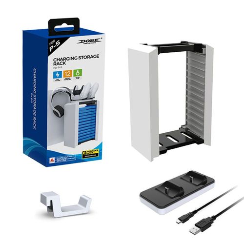 Ps5 Game Cd Box Disc Rack Storage Rack Ps5 Game Controller Double Seat Charger P5 Casque Hanger Set[1pcs]