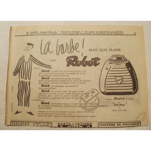 Publicit Ancienne (Dcembre 1957) Pour Le Rasoir  Barbe lctrique Duplex Et Tom Pouce De Robot