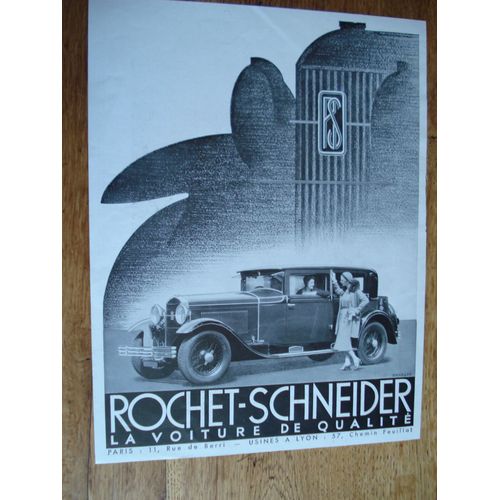Publicit Annes 1930 Automobiles Rochet-Schneider La Voiture De Qualit Illustrateur Draeger
