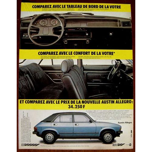 Publicit Papier - Voiture Austin Allegro De 1980