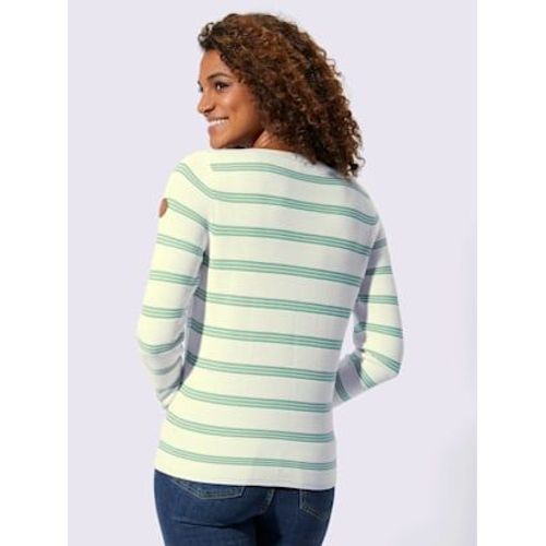Pull 50% Coton - Collection L - Sauge-cru  Rayures Fines
