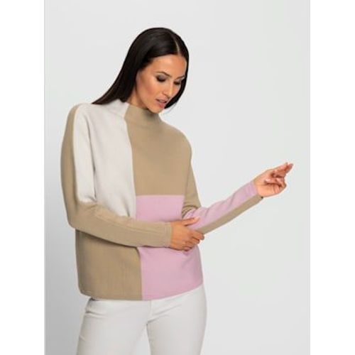 Pull  Col Montant Motif Color Block Tendance - Rick Cardona - Beige-cru  Motifs