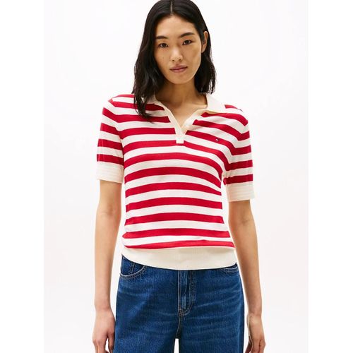 Pull  Col Polo Et Manches Courtes Co Lyocell Button Ss Polo Swt/White Stripe 10 - Xxxl
