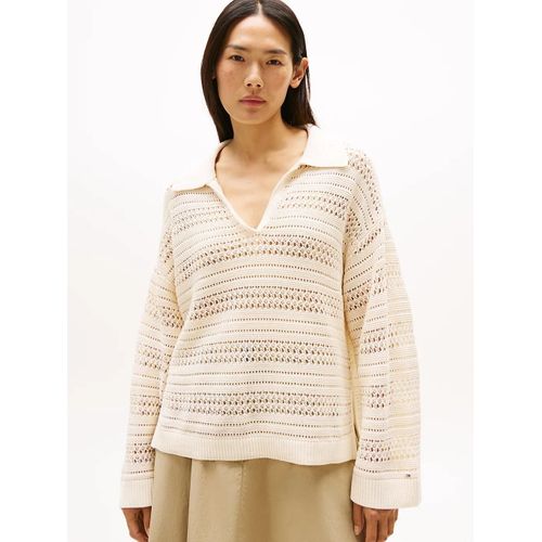 Pull  Col Polo Oversize En Crochet Crochet Rlx Ls Polo Swt/Desert Sand Dune - L