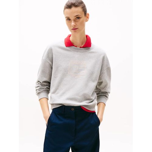Pull  Col Ras-Du-Cou Et Drapeau Hilfiger Boxy Outline Flag C-Nk Swtshrt/Light Grey Htr - Xs