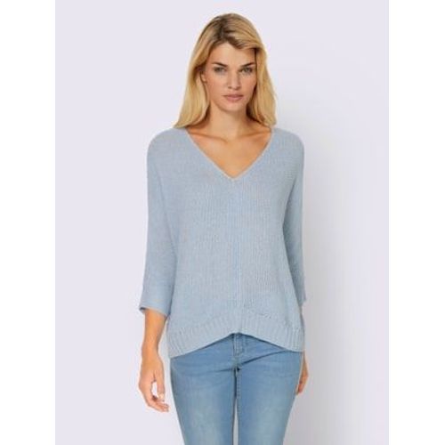 Pull  Manches 3/4 Fil Fantaisie Lger - Linea Tesini - Bleu Clair