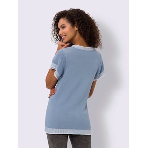Pull  Manches Courtes Doubles Manches Chauve-Souris - Linea Tesini - Bleu-Blanc  Motifs