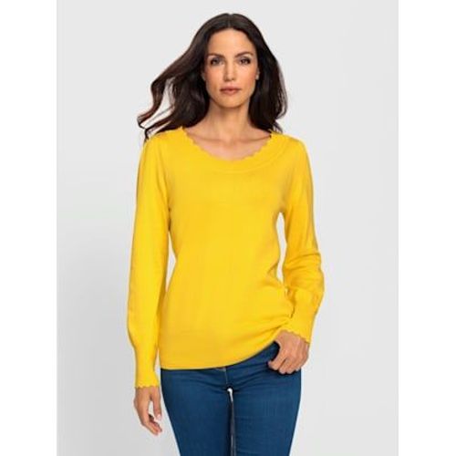 Pull  Manches Longues Bord Ondul lgant  L'encolure - Ashley Brooke - Jaune Soleil