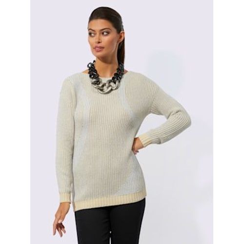 Pull  Manches Longues Mlange Doux En Coton - Creation L - Sable-Couleur Argent  Motifs