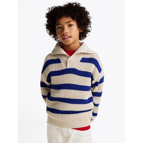 Pull  Rayures Et Col Large Stripe Mockneck Sweater/Multi - 140 Cm
