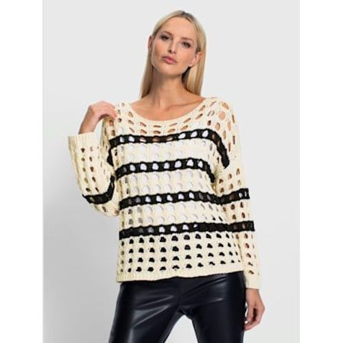 Pull Ajour Pur Coton - Rick Cardona - Champagne-Noir  Rayures