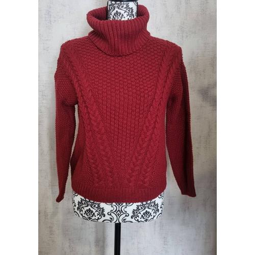 Pull Bordeaux Col Roules Jennyfer Taille 34 Xs