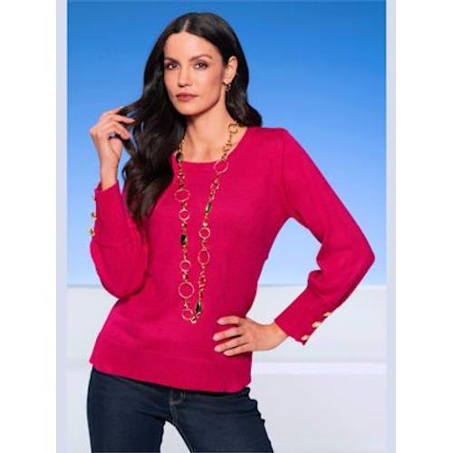 Pull Boutons Dcoratifs Couleur Or Aux Finitions Cteles - - Fuchsia